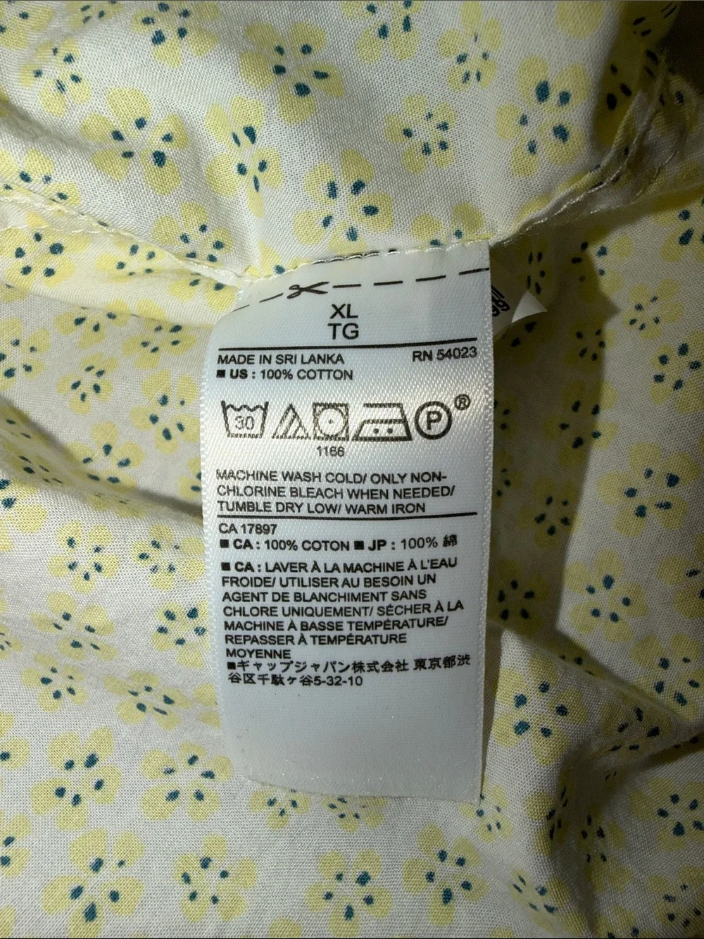 Banana Republic Yellow Floral Short-Sleeve Button-Down Shirt